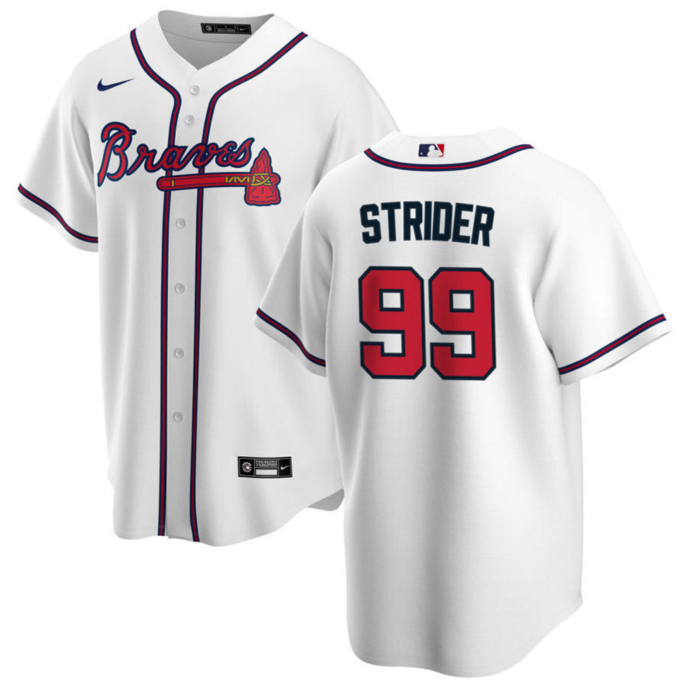 Youth Atlanta Braves Spencer Strider Cool Base Replica Home Jersey - White